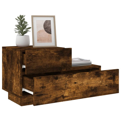 vidaXL Bedside Cabinet with LED Lights Smoked Oak 70x36x40.5 cm