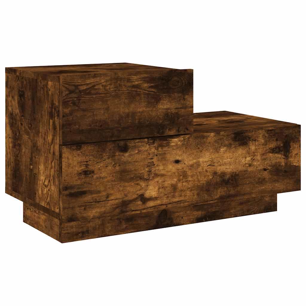 vidaXL Bedside Cabinet with LED Lights Smoked Oak 70x36x40,5 cm