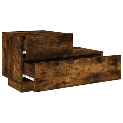 vidaXL Bedside Cabinet with LED Lights Smoked Oak 70x36x40,5 cm