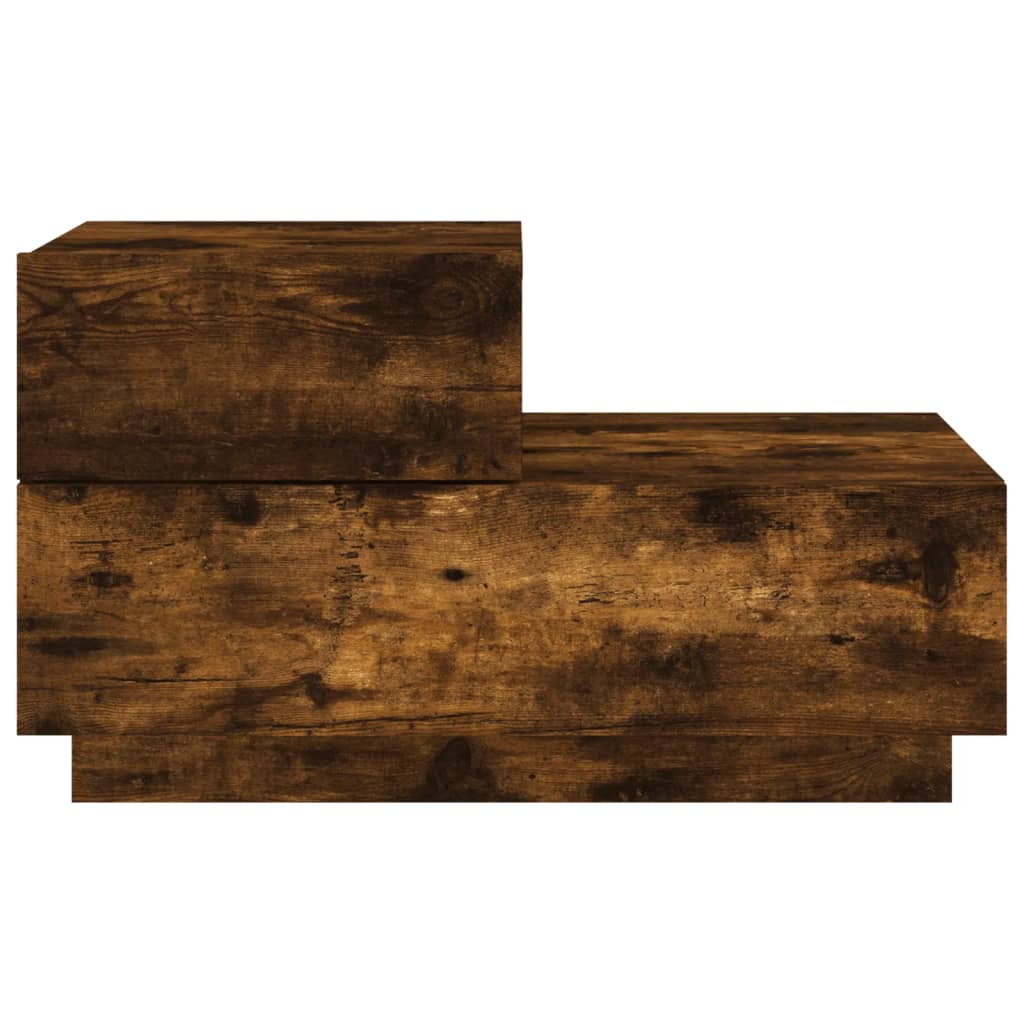 vidaXL Bedside Cabinet with LED Lights Smoked Oak 70x36x40.5 cm