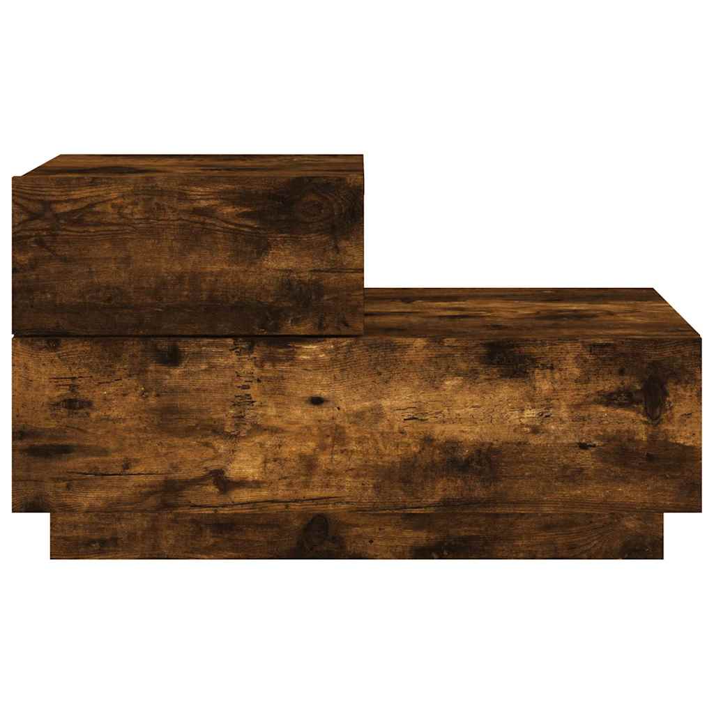 vidaXL Bedside Cabinet with LED Lights Smoked Oak 70x36x40.5 cm