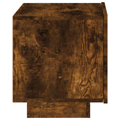 vidaXL Bedside Cabinet with LED Lights Smoked Oak 70x36x40,5 cm