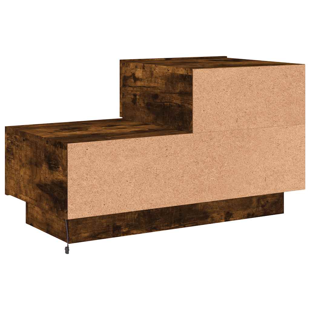 vidaXL Bedside Cabinet with LED Lights Smoked Oak 70x36x40,5 cm