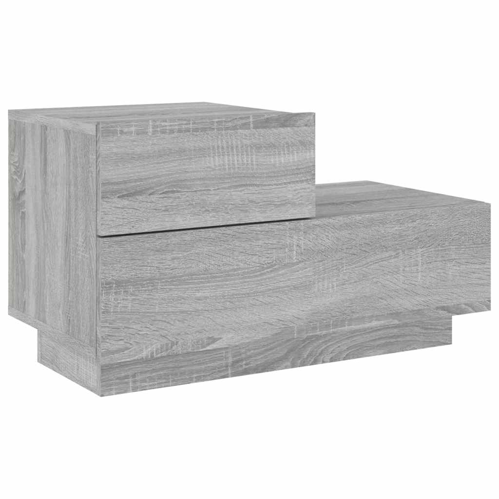 vidaXL Bedside Cabinet with LED Lights Grey Sonoma 70x36x40.5 cm