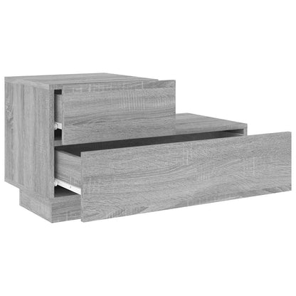 vidaXL Bedside Cabinet with LED Lights Grey Sonoma 70x36x40.5 cm