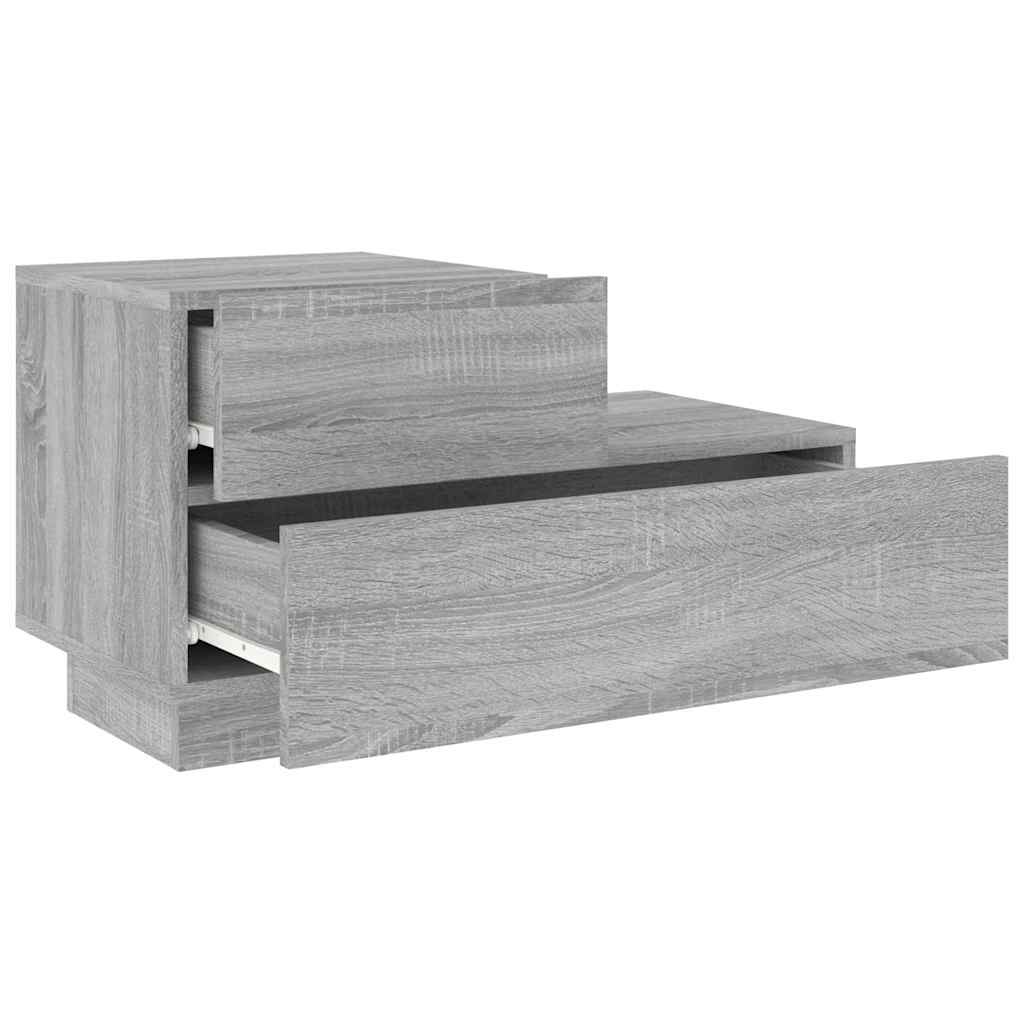 vidaXL Bedside Cabinet with LED Lights Grey Sonoma 70x36x40,5 cm