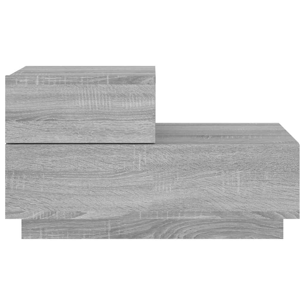 vidaXL Bedside Cabinet with LED Lights Grey Sonoma 70x36x40.5 cm