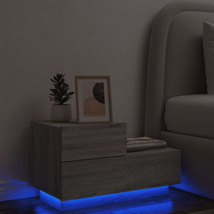 vidaXL Bedside Cabinet with LED Lights Grey Sonoma 70x36x40,5 cm