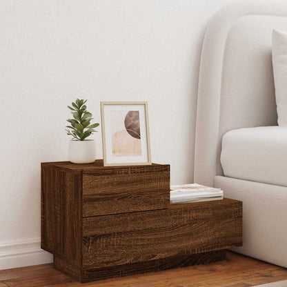 vidaXL Bedside Cabinet with LED Lights Brown Oak 70x36x40,5 cm