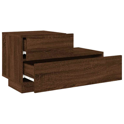 vidaXL Bedside Cabinet with LED Lights Brown Oak 70x36x40,5 cm