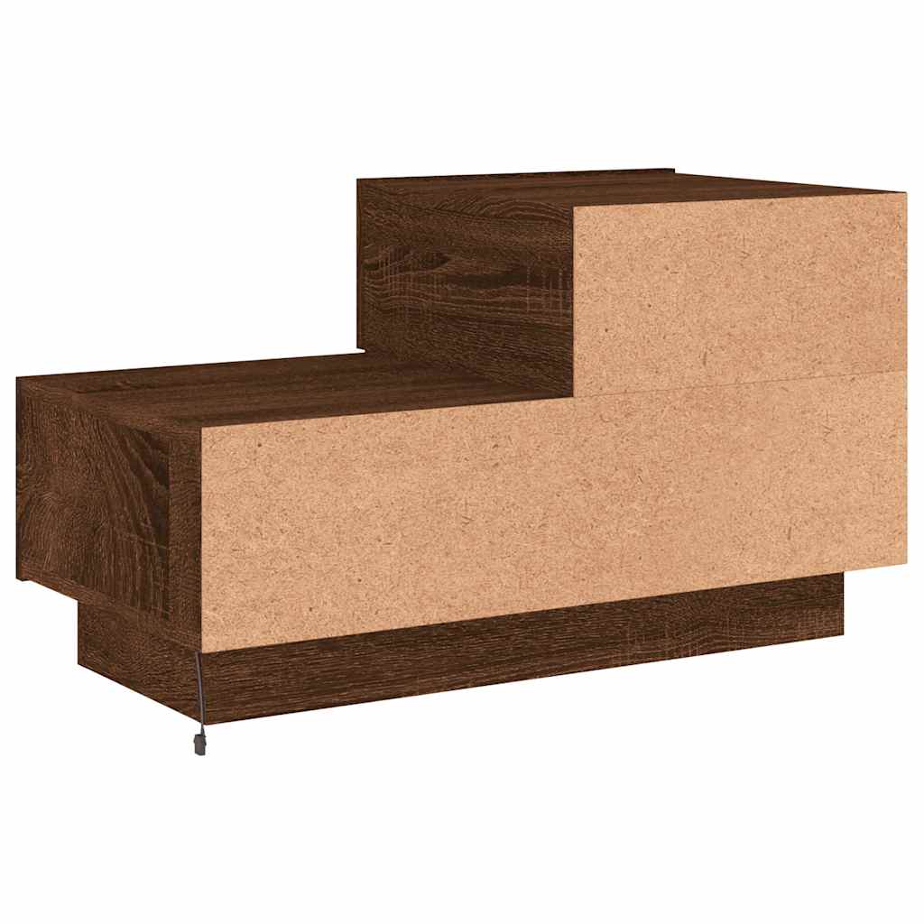 vidaXL Bedside Cabinet with LED Lights Brown Oak 70x36x40,5 cm