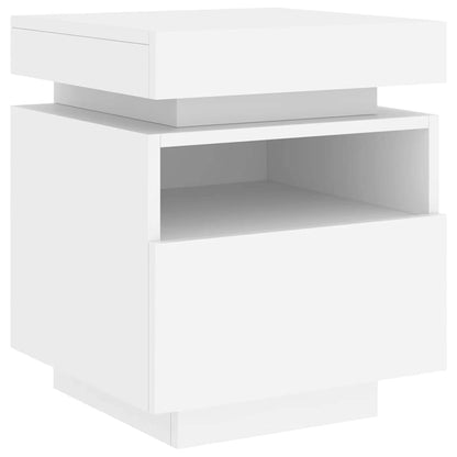 vidaXL Bedside Cabinet with LED Lights White 40x39x48,5 cm