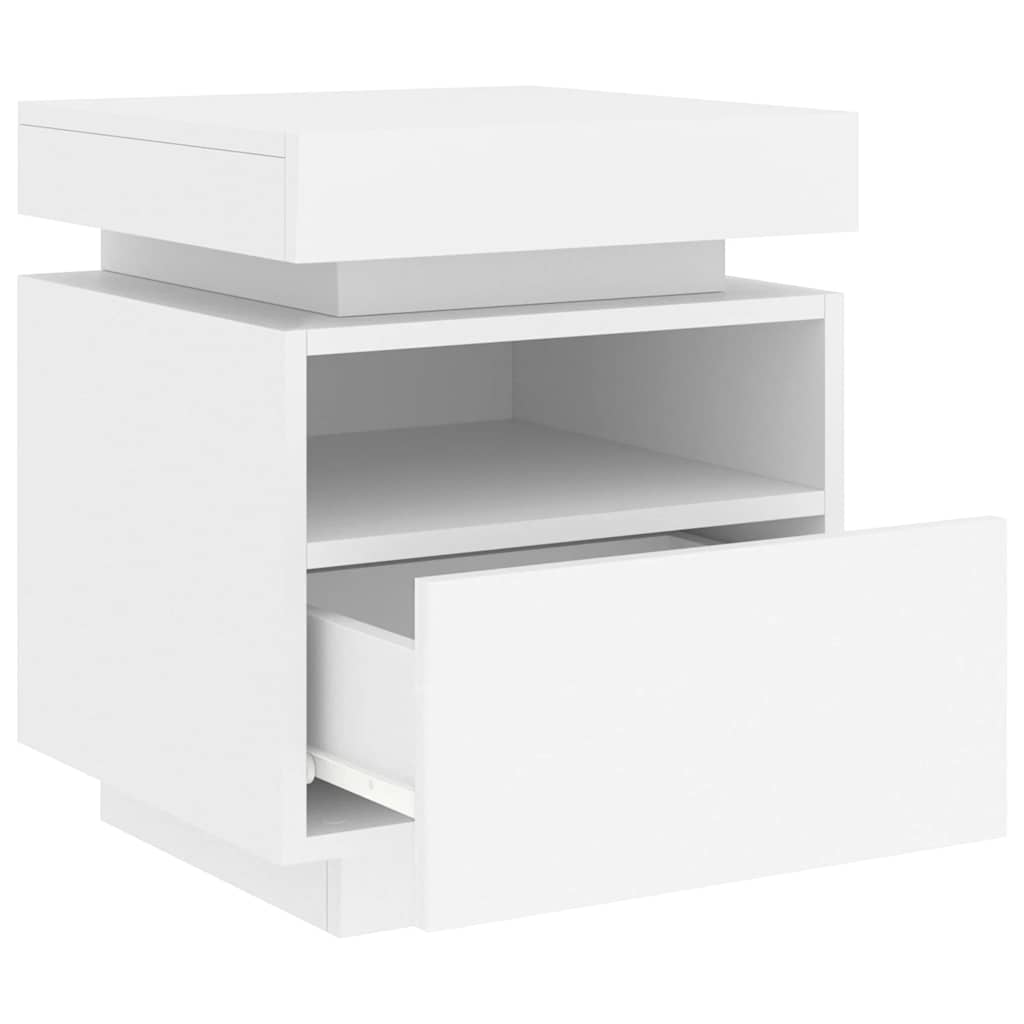 vidaXL Bedside Cabinet with LED Lights White 40x39x48,5 cm