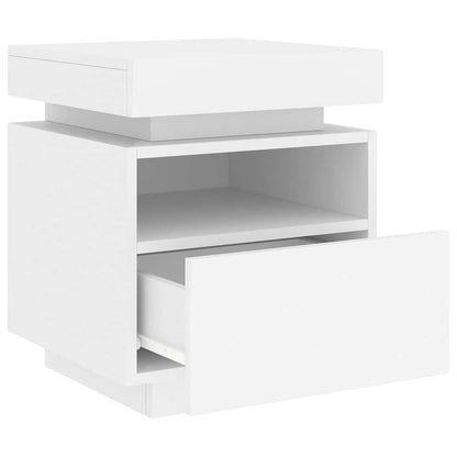 vidaXL Bedside Cabinet with LED Lights White 40x39x48,5 cm