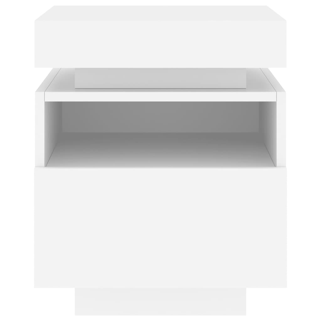 vidaXL Bedside Cabinet with LED Lights White 40x39x48,5 cm