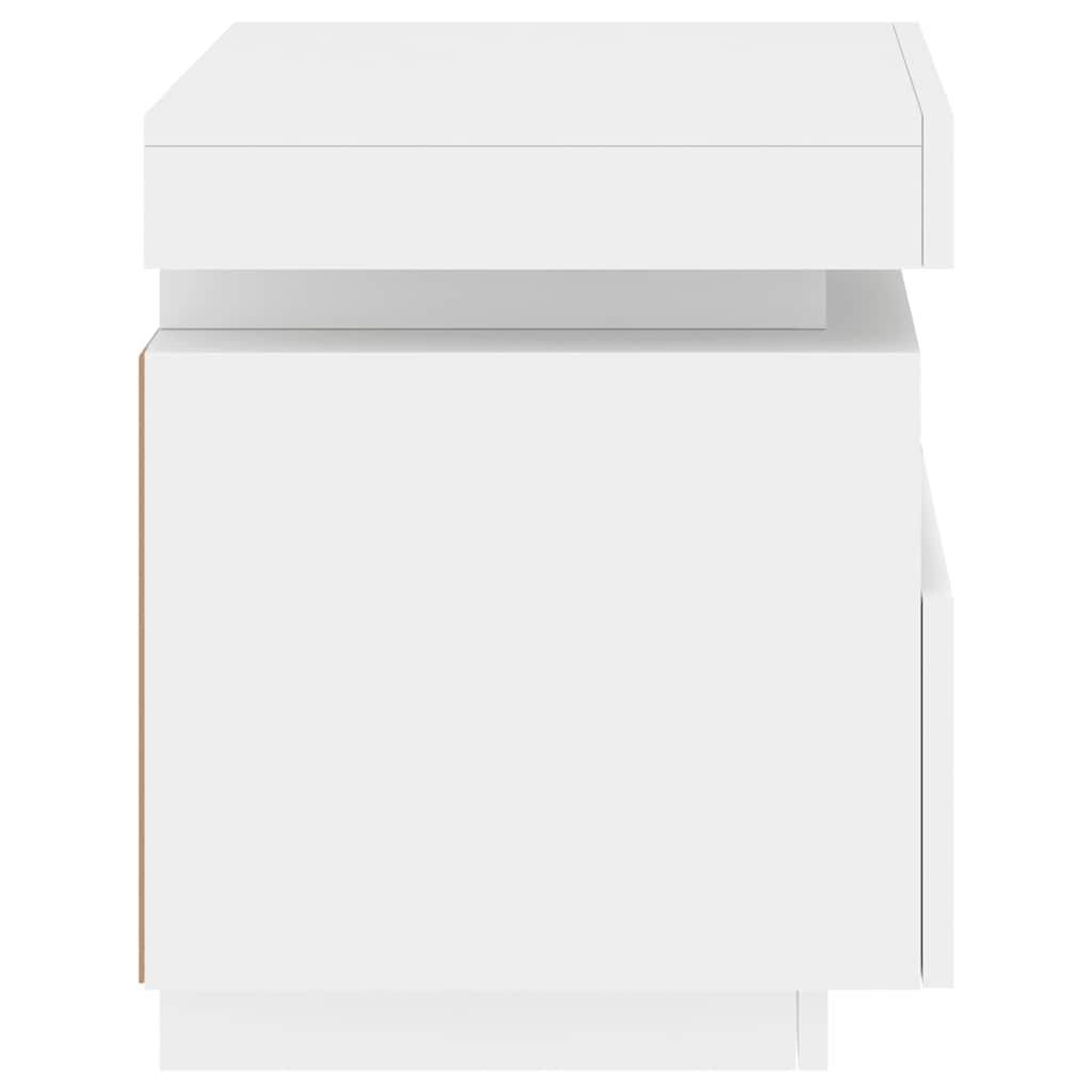 vidaXL Bedside Cabinet with LED Lights White 40x39x48,5 cm