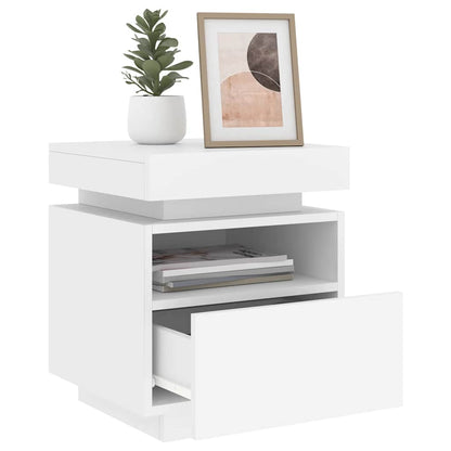 vidaXL Bedside Cabinets with LED Lights 2 pcs White 40x39x48,5 cm