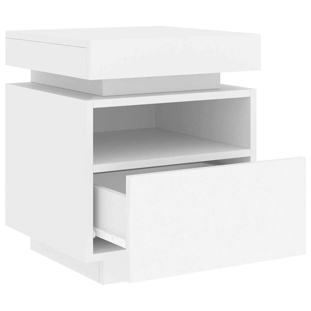 vidaXL Bedside Cabinets with LED Lights 2 pcs White 40x39x48,5 cm