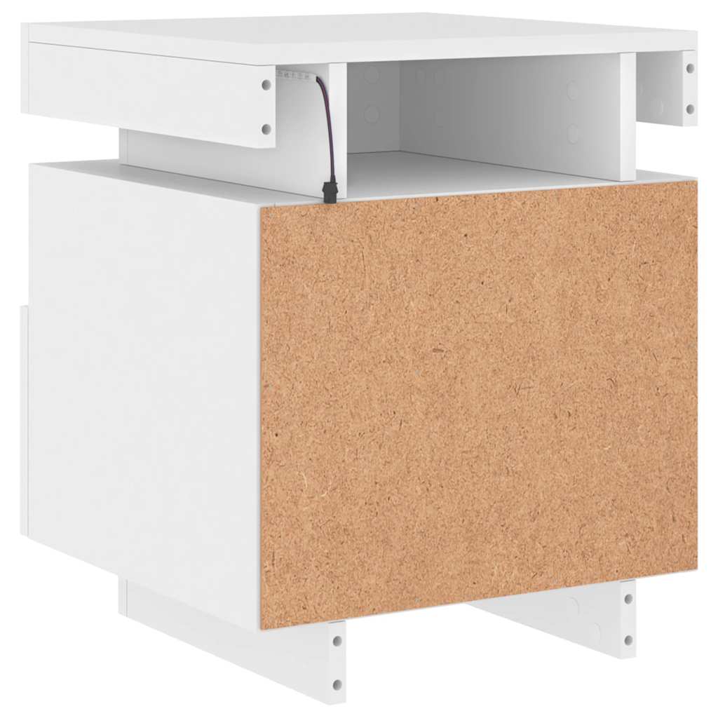 vidaXL Bedside Cabinets with LED Lights 2 pcs White 40x39x48,5 cm