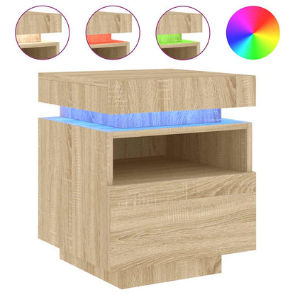 vidaXL Bedside Cabinet with LED Lights Sonoma Oak 40x39x48,5 cm