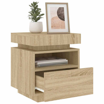 vidaXL Bedside Cabinet with LED Lights Sonoma Oak 40x39x48,5 cm
