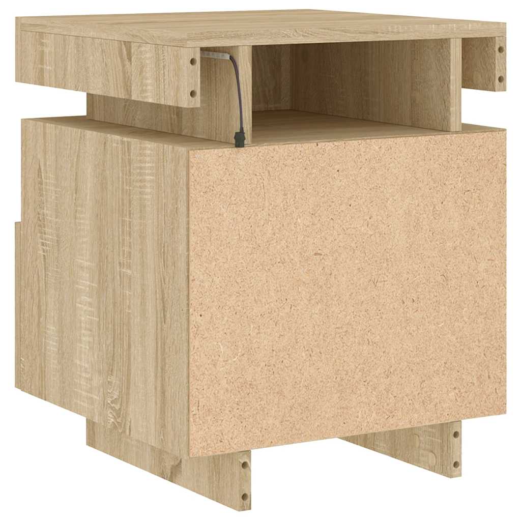 vidaXL Bedside Cabinet with LED Lights Sonoma Oak 40x39x48,5 cm