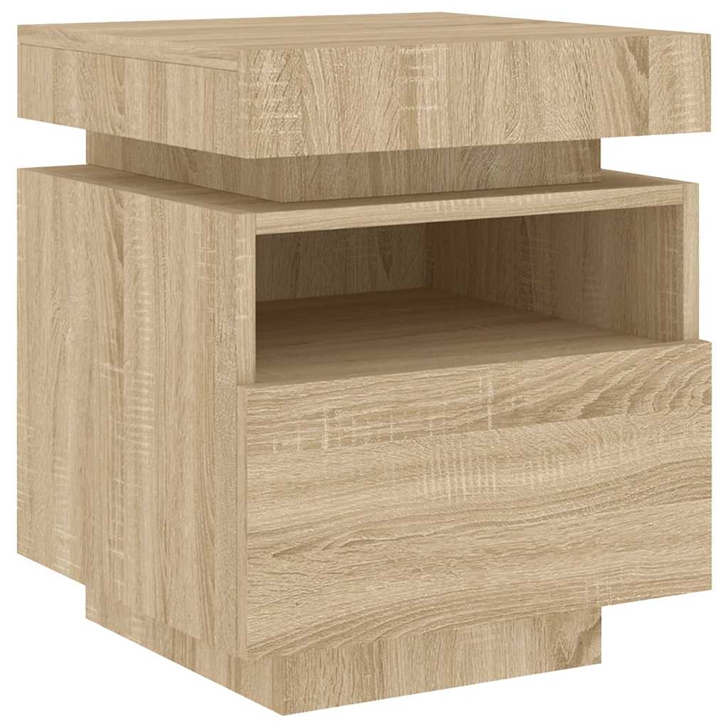 vidaXL Bedside Cabinets with LED Lights 2 pcs Sonoma Oak 40x39x48,5 cm