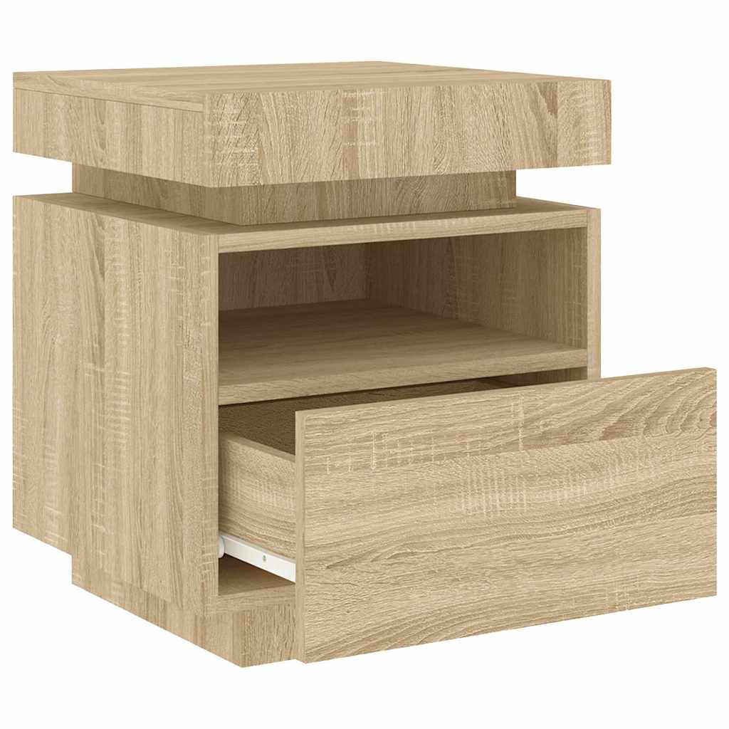 vidaXL Bedside Cabinets with LED Lights 2 pcs Sonoma Oak 40x39x48,5 cm