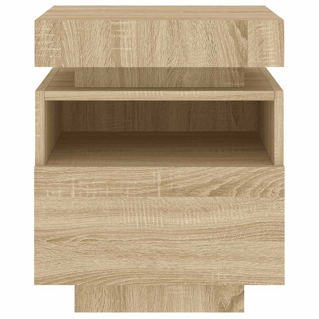 vidaXL Bedside Cabinets with LED Lights 2 pcs Sonoma Oak 40x39x48,5 cm