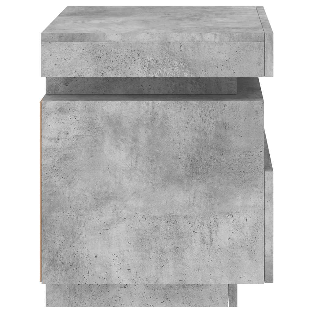 vidaXL Bedside Cabinet with LED Lights Concrete Grey 40x39x48,5 cm