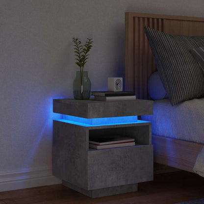 vidaXL Bedside Cabinet with LED Lights Concrete Grey 40x39x48,5 cm