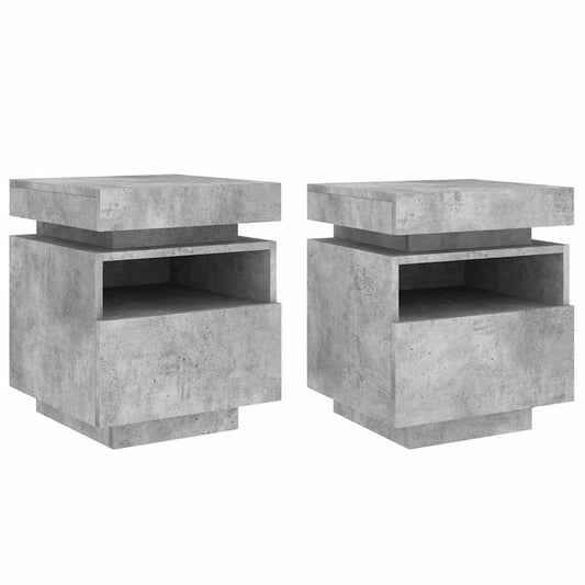 vidaXL Bedside Cabinets with LED 2 pcs Concrete Grey 40x39x48.5 cm