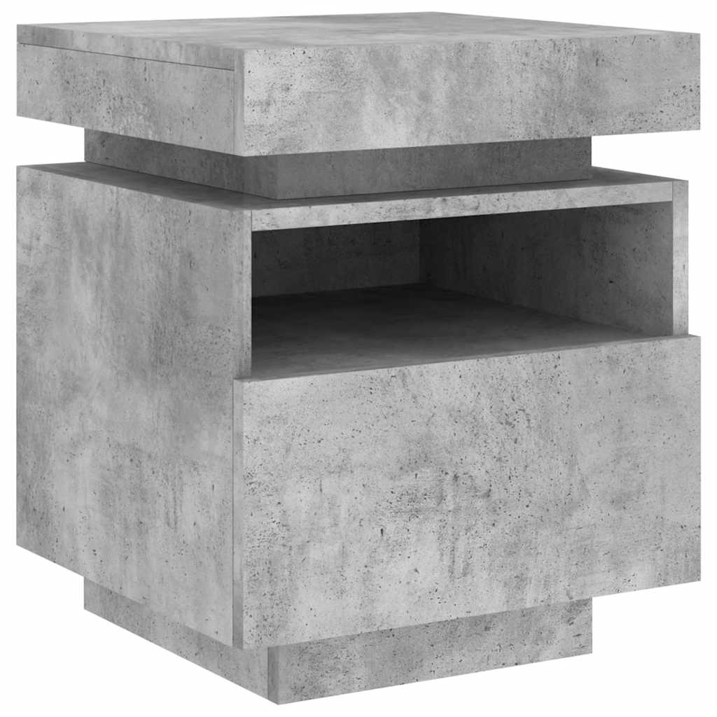 vidaXL Bedside Cabinets with LED 2 pcs Concrete Grey 40x39x48.5 cm