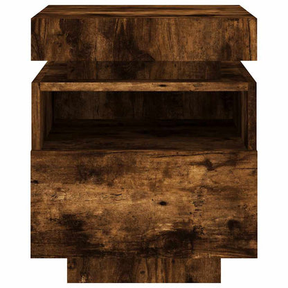vidaXL Bedside Cabinet with LED Lights Smoked Oak 40x39x48,5 cm