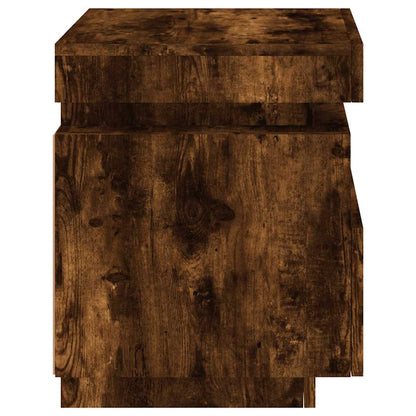 vidaXL Bedside Cabinet with LED Lights Smoked Oak 40x39x48,5 cm