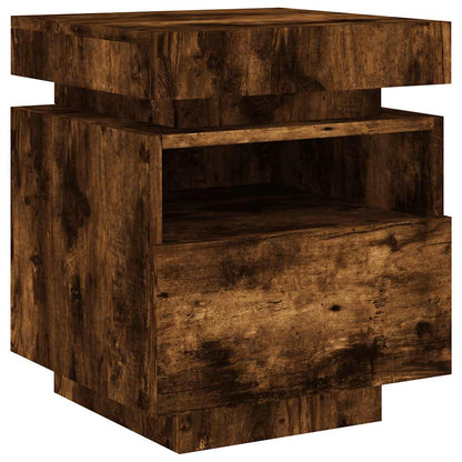 vidaXL Bedside Cabinets with LED Lights 2 pcs Smoked Oak 40x39x48,5 cm