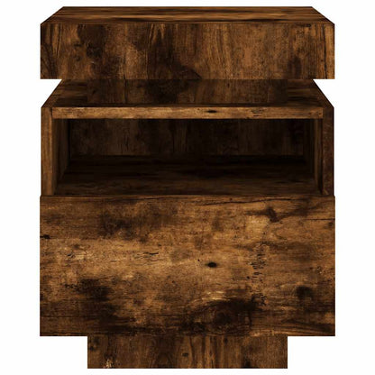 vidaXL Bedside Cabinets with LED Lights 2 pcs Smoked Oak 40x39x48,5 cm