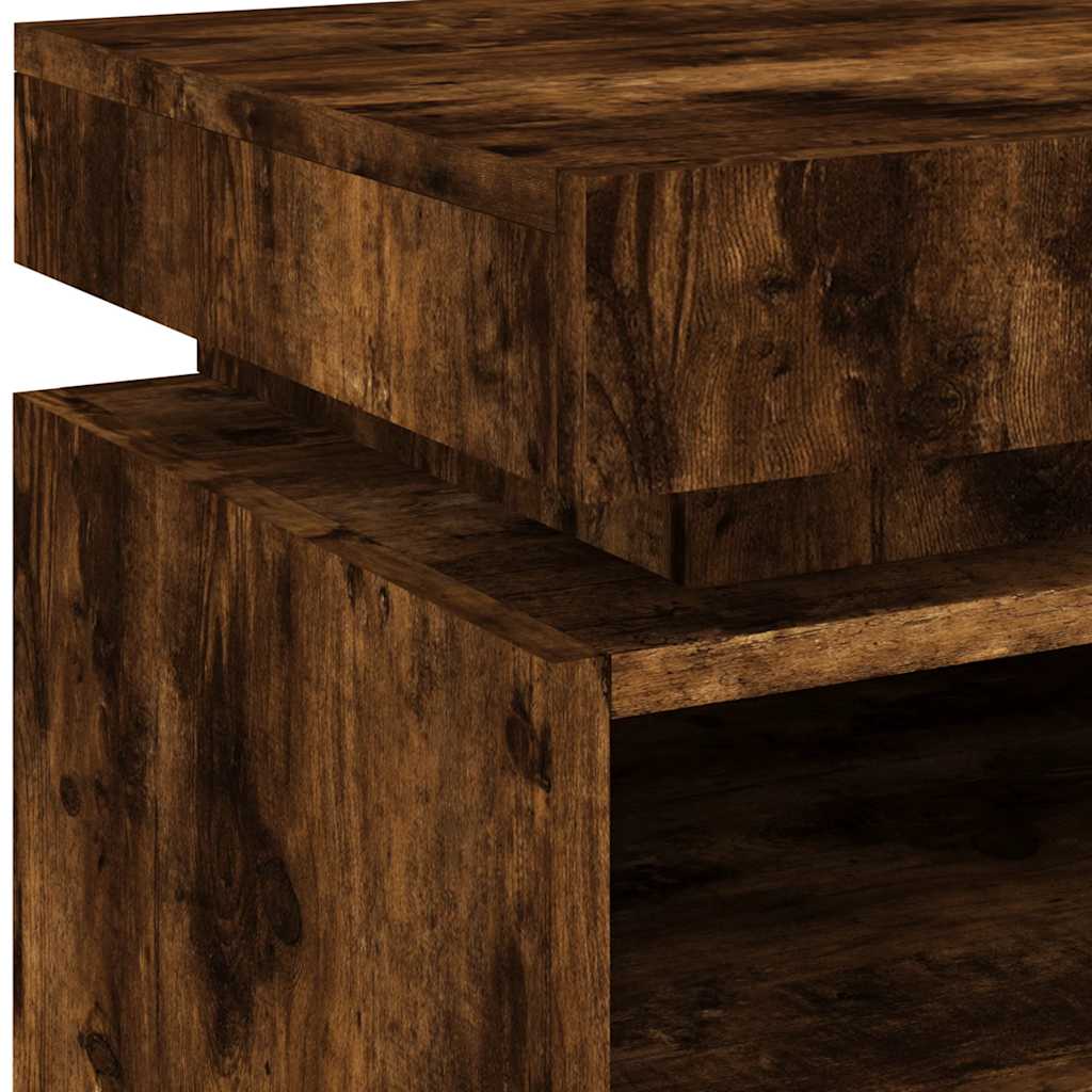 vidaXL Bedside Cabinets with LED Lights 2 pcs Smoked Oak 40x39x48,5 cm