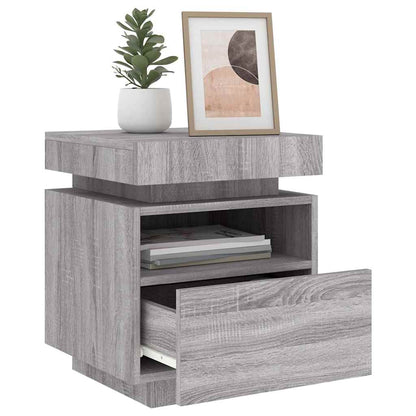 vidaXL Bedside Cabinet with LED Lights Grey Sonoma 40x39x48,5 cm