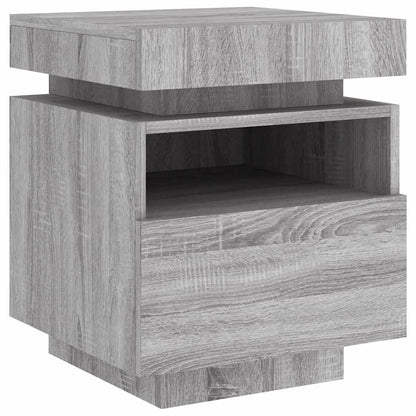vidaXL Bedside Cabinet with LED Lights Grey Sonoma 40x39x48,5 cm