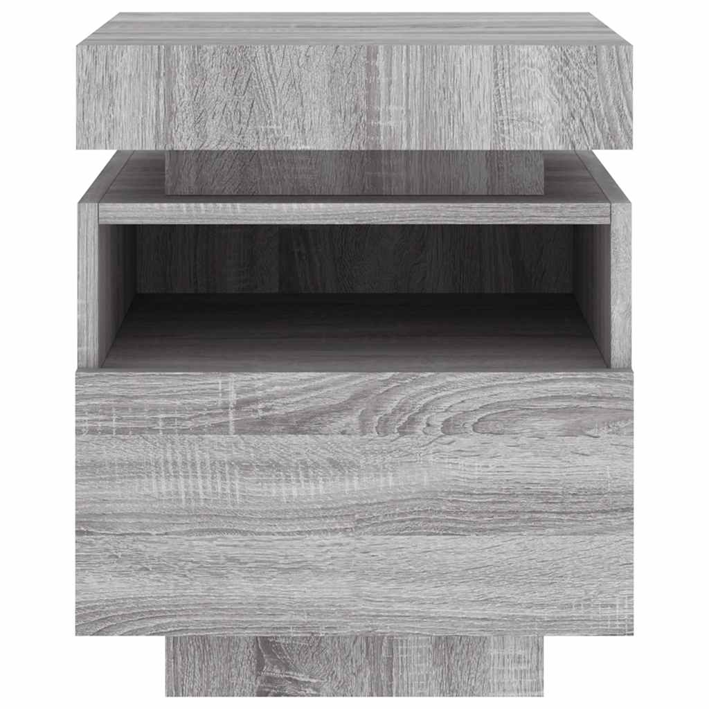 vidaXL Bedside Cabinet with LED Lights Grey Sonoma 40x39x48,5 cm