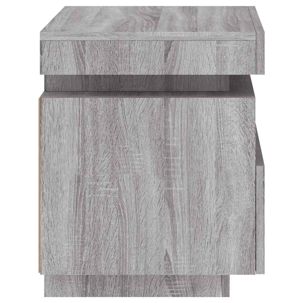 vidaXL Bedside Cabinet with LED Lights Grey Sonoma 40x39x48,5 cm