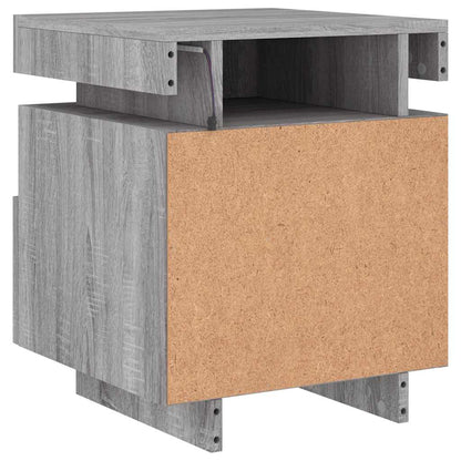 vidaXL Bedside Cabinet with LED Lights Grey Sonoma 40x39x48,5 cm