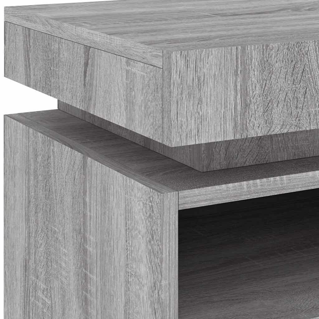vidaXL Bedside Cabinet with LED Lights Grey Sonoma 40x39x48,5 cm