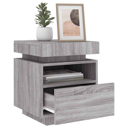 vidaXL Bedside Cabinets with LED Lights 2 pcs Grey Sonoma 40x39x48.5cm