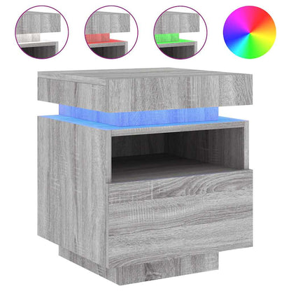 vidaXL Bedside Cabinets with LED Lights 2 pcs Grey Sonoma 40x39x48.5cm