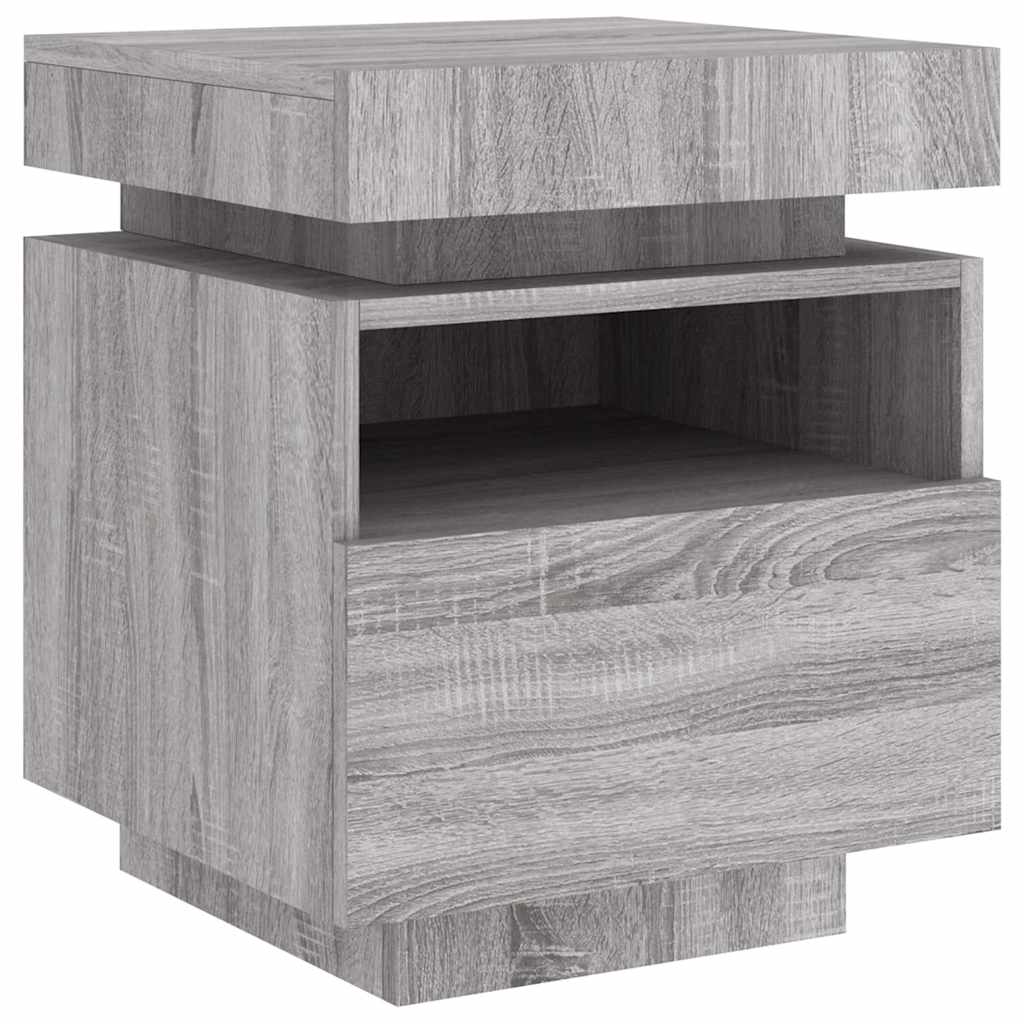 vidaXL Bedside Cabinets with LED Lights 2 pcs Grey Sonoma 40x39x48.5cm