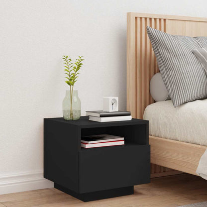 vidaXL Bedside Cabinet with LED Lights Black 40x39x37 cm
