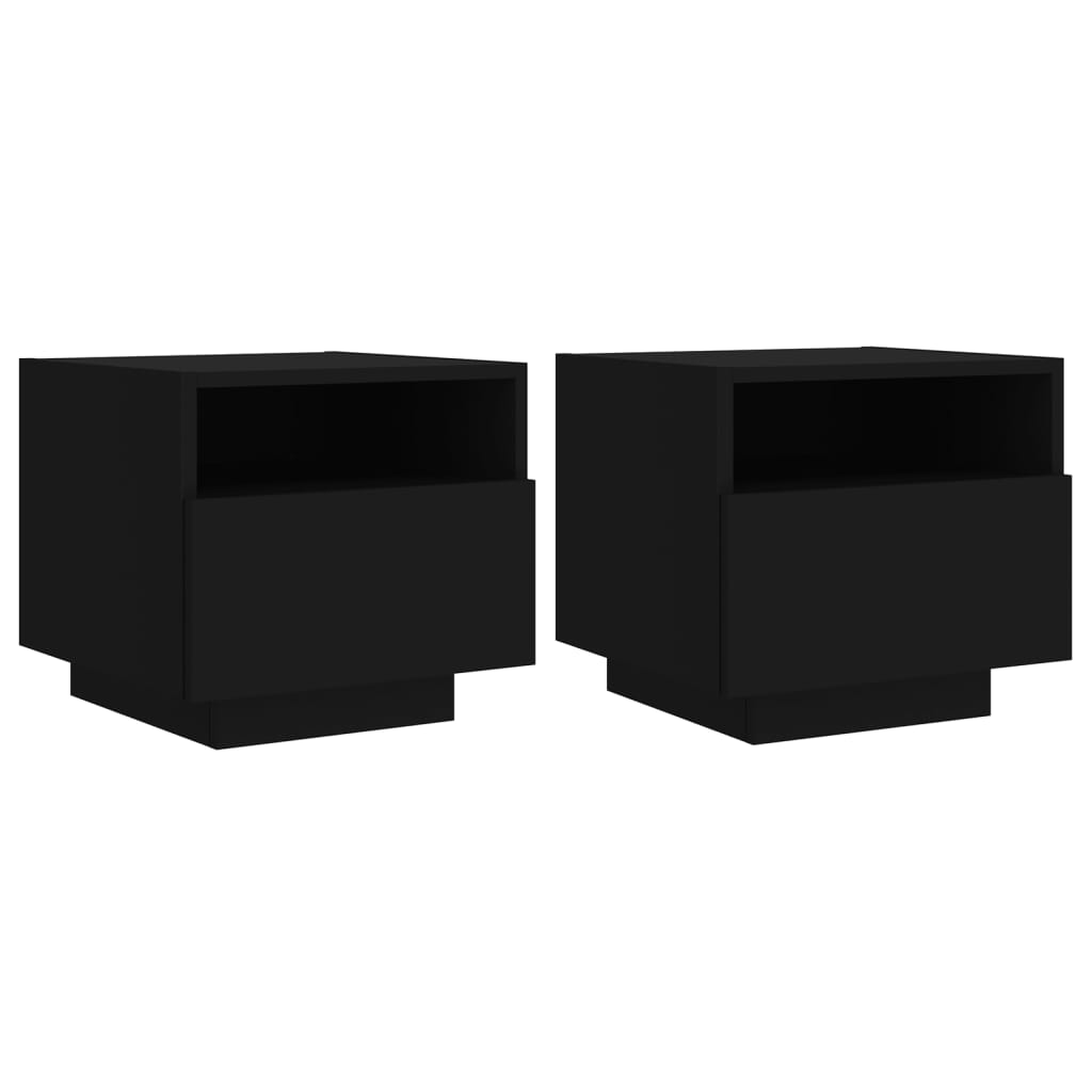 vidaXL Bedside Cabinet | Set of 2 | Black | Engineered wood | Bedside Cabinet