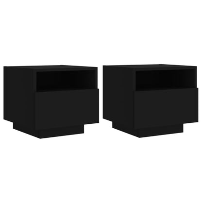 vidaXL Bedside Cabinet | Set of 2 | Black | Engineered wood | Bedside Cabinet